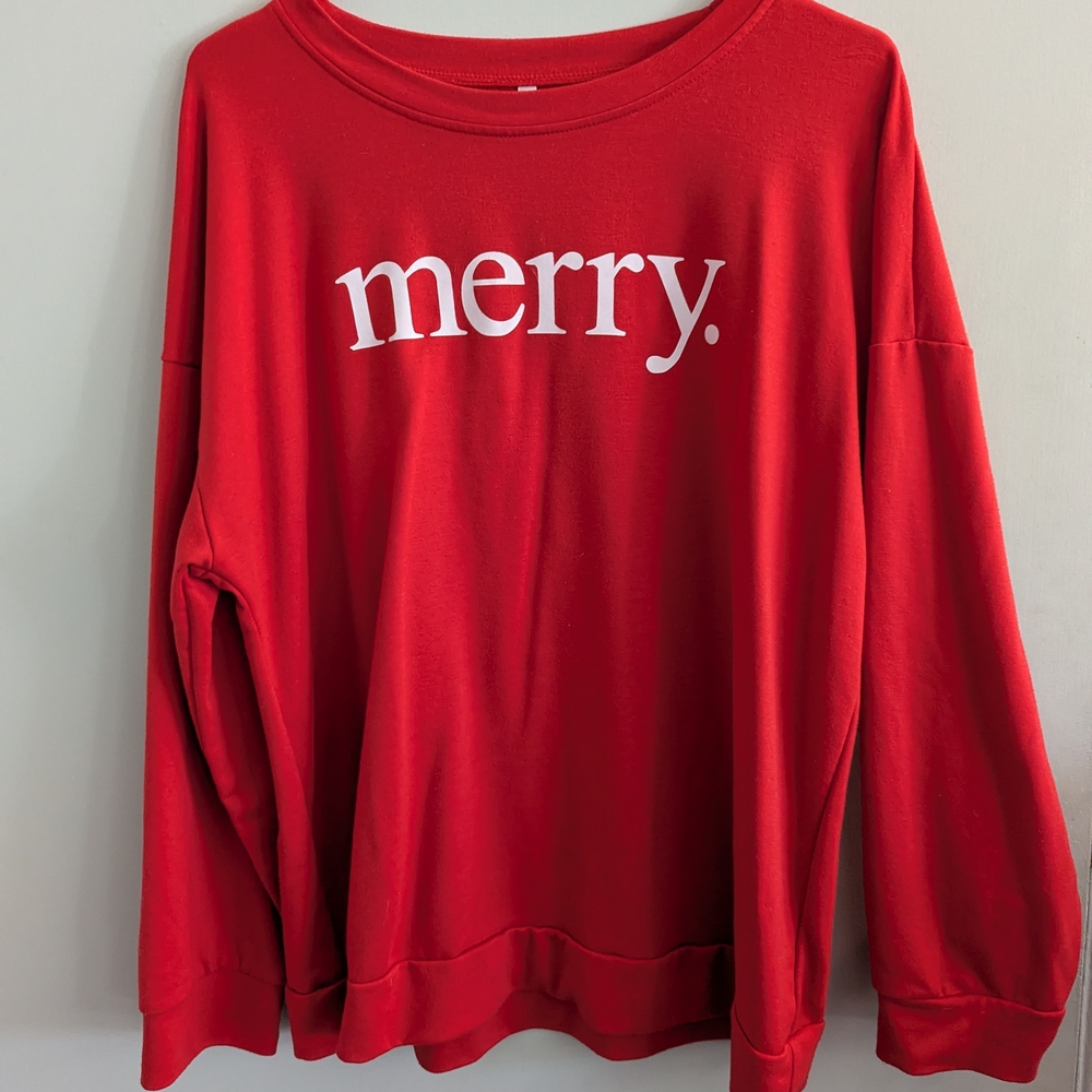 Women's XL Festive Red Crewneck Christmas Spirit Holiday Warm Cozy Baggy EUC